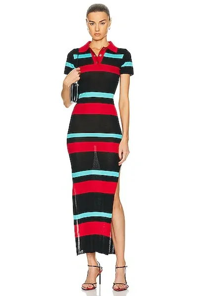 Louisa Ballou Polo Dress In Black  Red  & Blue