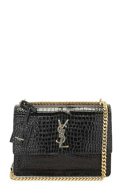 Saint Laurent Medium Sunset Chain Bag In Nero