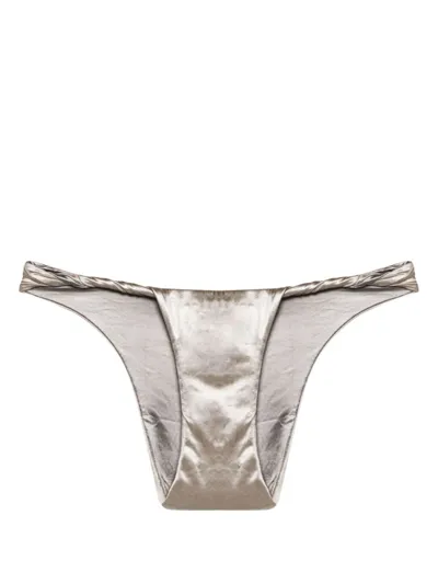 Isa Boulder Exclusive Twisted Bikini Bottoms In Silver