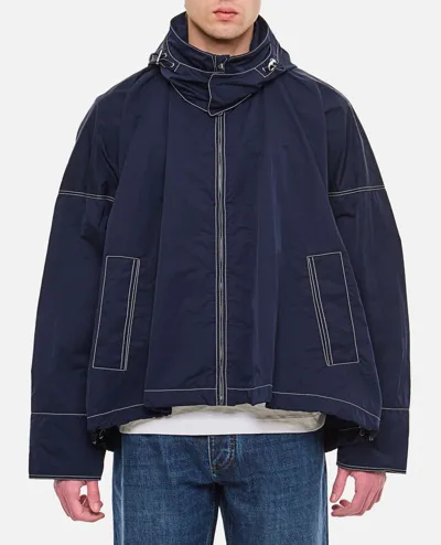 Bottega Veneta Hooded Tech Nylon Jacket In Black