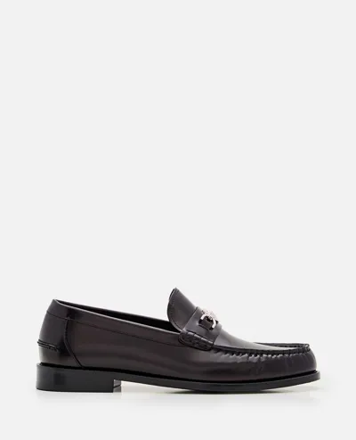 Versace Calf Leather Loafer In Black