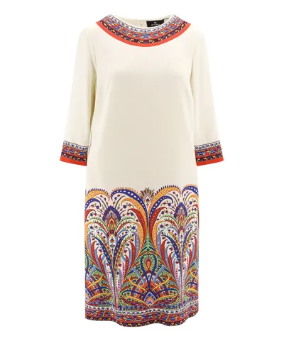 Etro Midi Dress In Yellow Cream