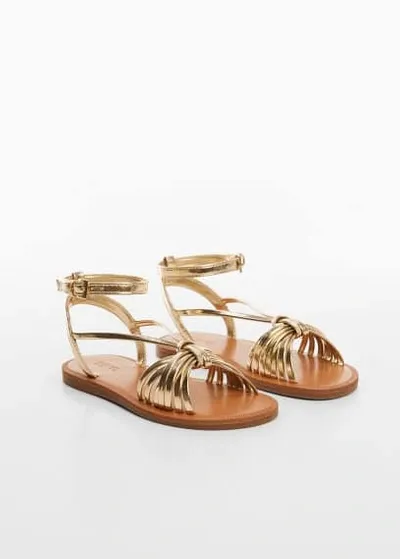 Mango Kids' Ruched Strips Sandals Gold