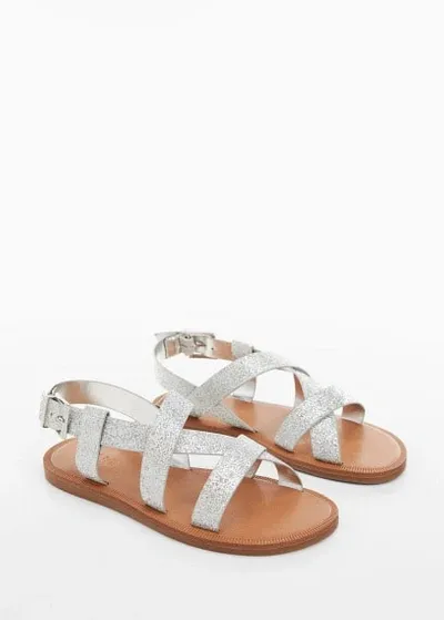 Mango Kids' Sequin Sandals Silver In Argent