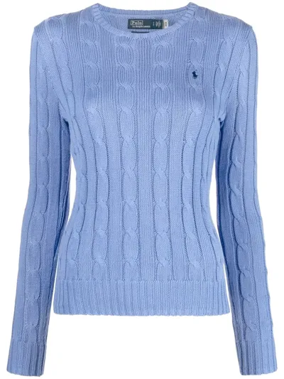 Polo Ralph Lauren Maglia In Cotone A Trecce In Light Blue