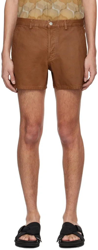 Dries Van Noten Brown Four-pocket Denim Shorts In 703 Brown