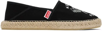 Kenzo Black  Paris Elephant Embroidered Canvas Espadrilles