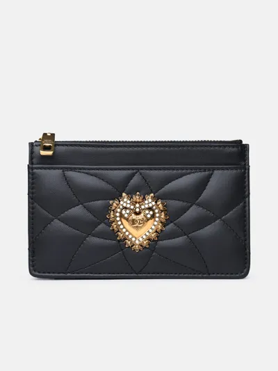 Dolce & Gabbana Medium 'devotion' Card Holder In Black Lamb And Calf Leather