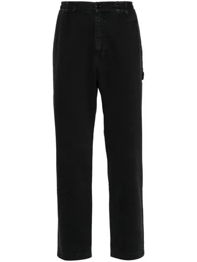 Moschino Embroidered-logo Tapered Jeans In Black