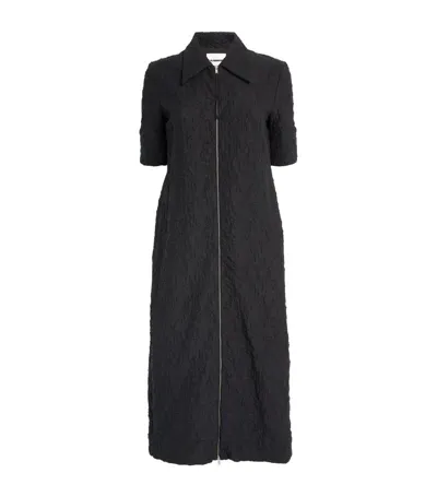 Jil Sander Zipped Midi Shirt Dress In Black