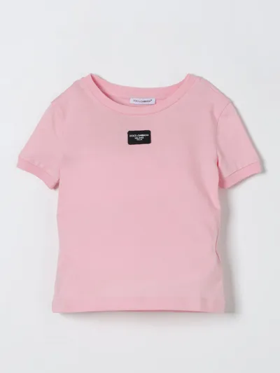 Dolce & Gabbana Kids' Logo T-shirt In Pink