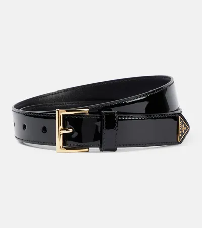 Prada Patent Leather Belt In Black