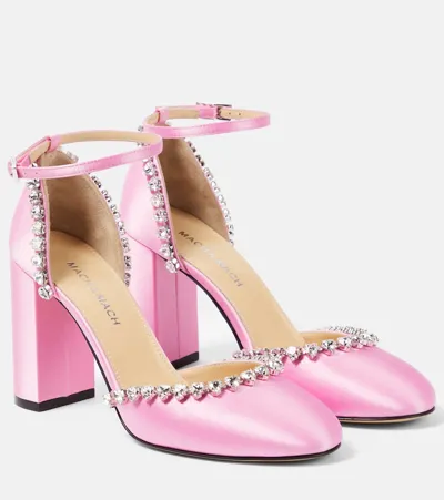 Mach & Mach Audrey Crystal-embellished Satin Pumps In Pink