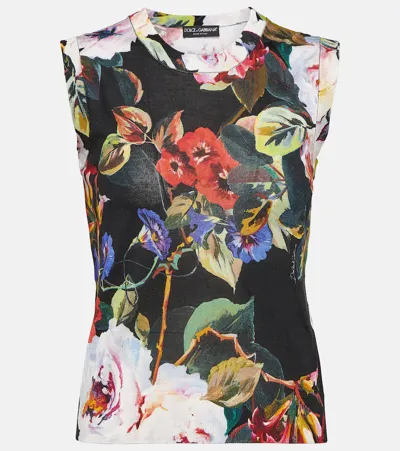 Dolce & Gabbana Floral-print Silk Tank Top