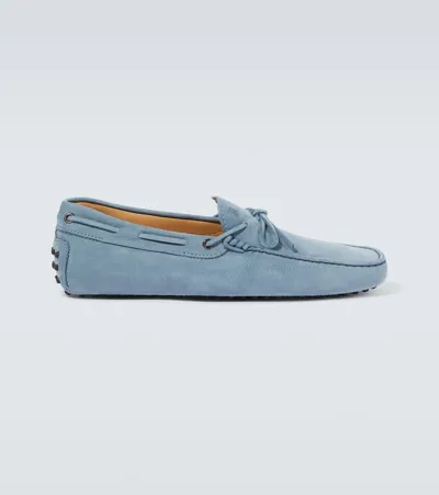 Tod's Gommino Leather Driving Shoes In Avio Chiaro