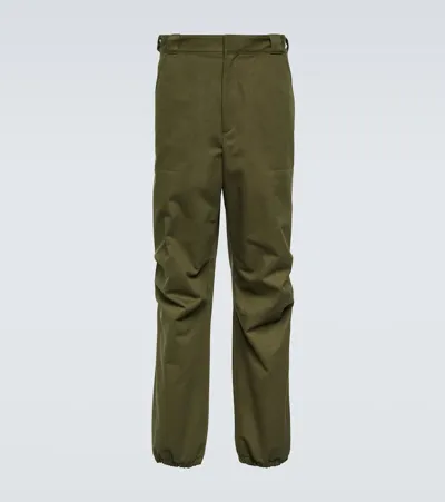 Prada Cotton Straight Pants In Green