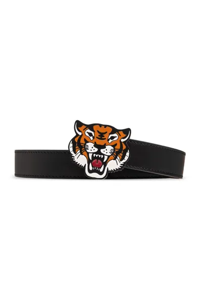 Kenzo Tiger-buckle Leather Belt In Multi