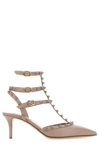 Valentino Garavani Valentino Rockstud Pointed Toe Pumps In Beige