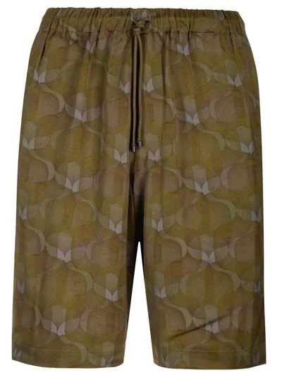 Dries Van Noten Graphic Printed Drawstring Shorts In Green