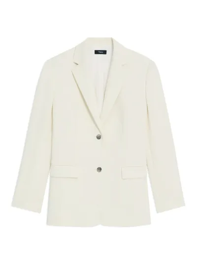 Theory Admiral Crepe Relaxed Blazer Jacket In Rice