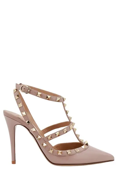 Valentino Garavani Rockstud Pointed Toe Pumps In Gray