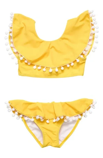 Snapper Rock Kids' Toddler, Child Girls Hello Yellow Flounce Bikini