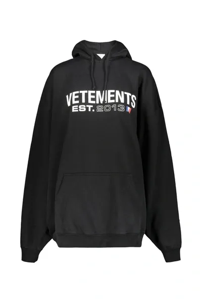 Vetements Flag Logo Hoodie In Black