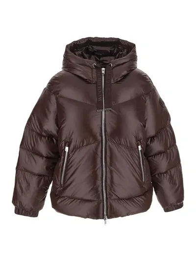 Woolrich Aliquippa Short Puffer Jacket In Brown