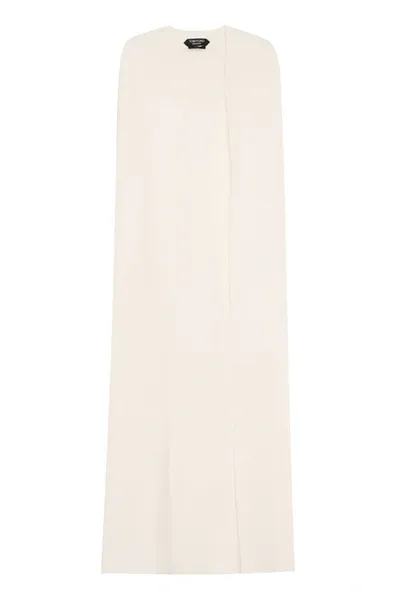 Tom Ford Double Silk Georgette Cape Coat In White