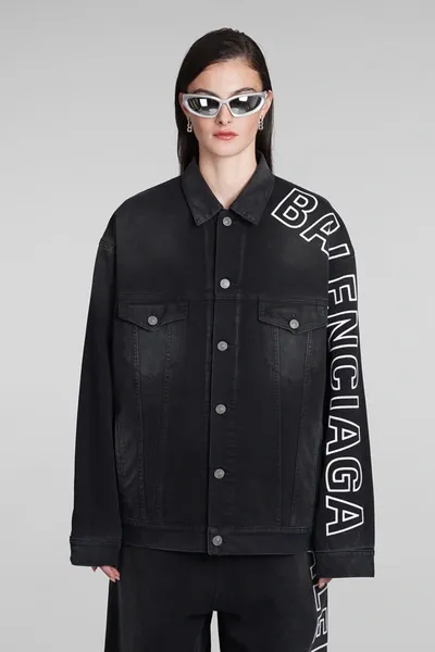 Balenciaga Denim Jackets In Black Cotton