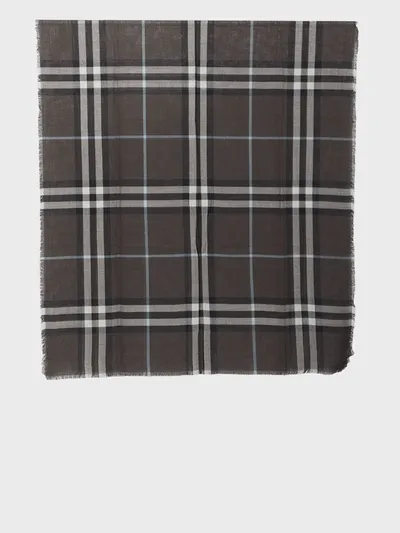 Burberry Check Wool Scarf In Green