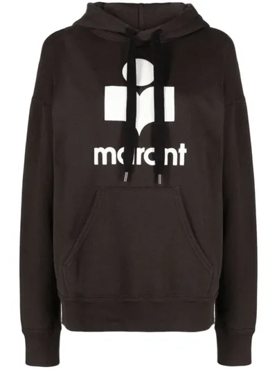 Isabel Marant Étoile Mansel Flocked Logo Drawstring Hoodie In Black