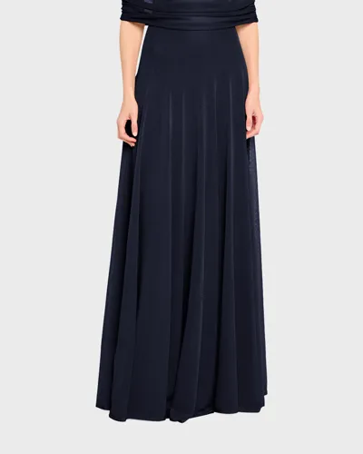 Brandon Maxwell The Lucy Sheer Knit Maxi Skirt In Blue