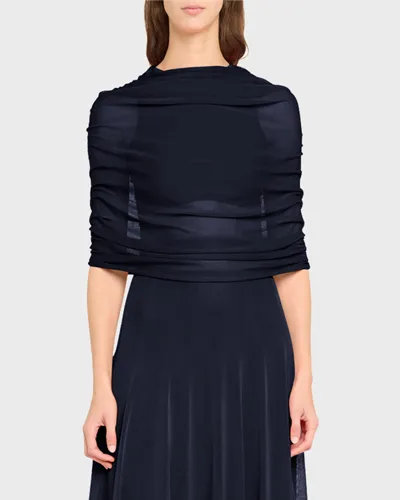 Brandon Maxwell The Lyra Shirred Knit Top In Navy