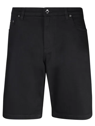 Dolce & Gabbana Logo Plaque Denim Shorts In Black