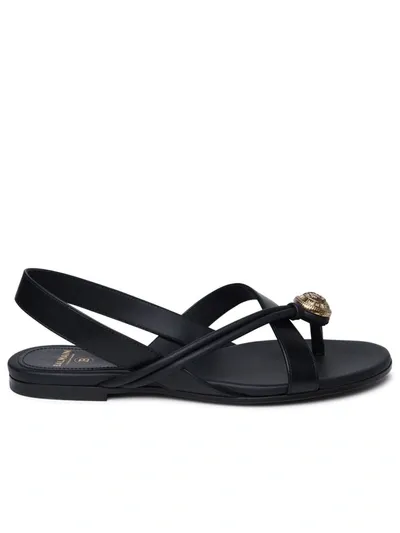 Balmain Alma Leather Medallion Thong Sandals In Black