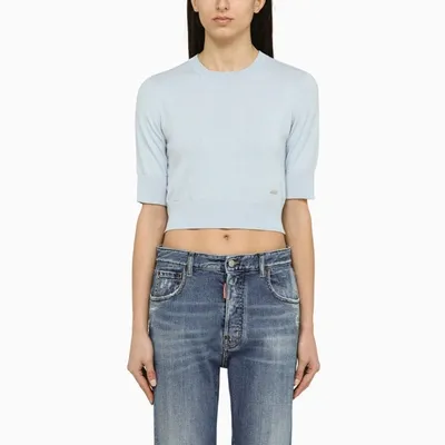 Dsquared2 Light Blue Cotton Cropped Jersey