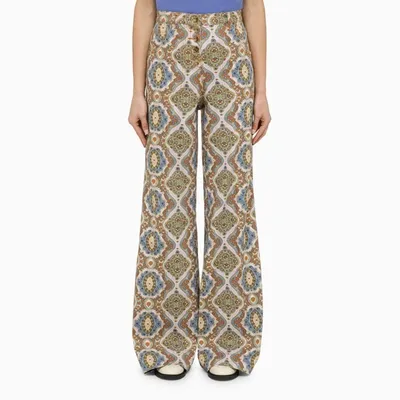 Etro High-rise Medallion-print Wide-leg Silk Pants In Multicolour