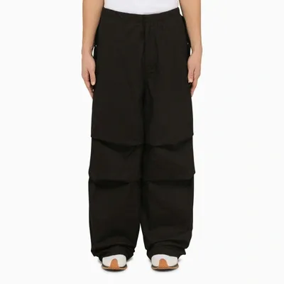 Jil Sander Black Oversize Cotton Trousers In Cream