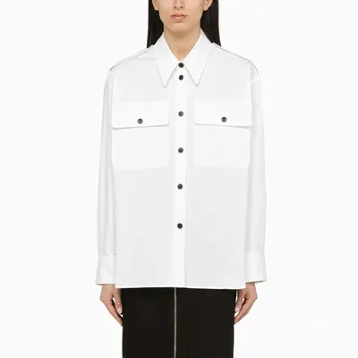 Khaite Missa Long-sleeve Collared Top In White