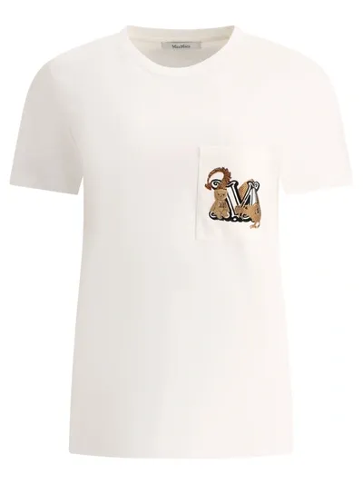 Max Mara Elmo Short Sleeved T Shirt With Pocket In White