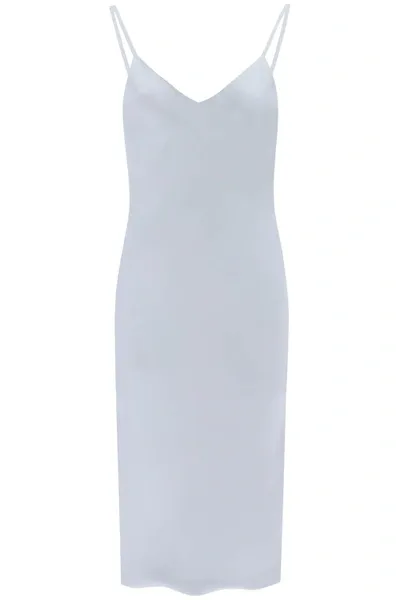 Norma Kamali Crepe Satin Slip Dress In Grey