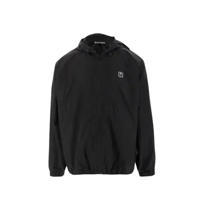 Palm Angels Zip Up Windbreaker In Black