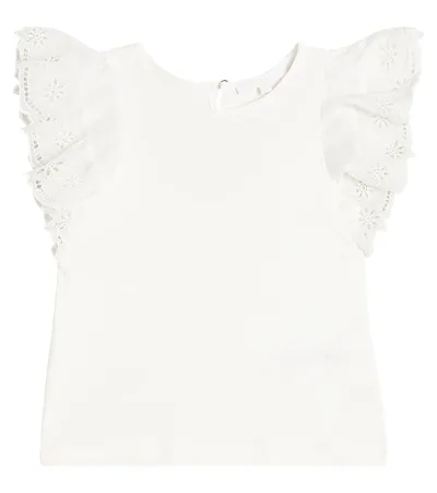 Chloé Kids' Cotton Top In White