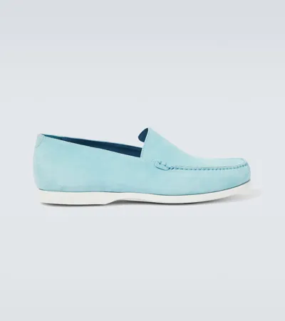 Manolo Blahnik Monaco Suede Loafers In Blue