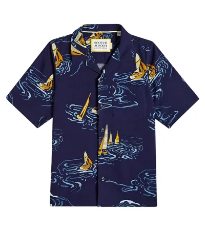 Scotch & Soda Kids' Printed Shirt In Blue