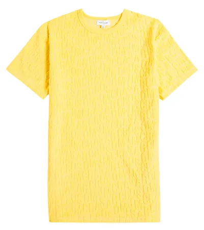 Marc Jacobs Kids' Monogram Jacquard Cotton-blend Terry Dress In Gold Yellow