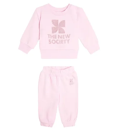 The New Society Baby Ontario Cotton Jersey Tracksuit In Pink