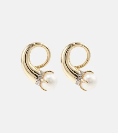 Mateo 14kt Gold Earrings With Diamonds And Pearls