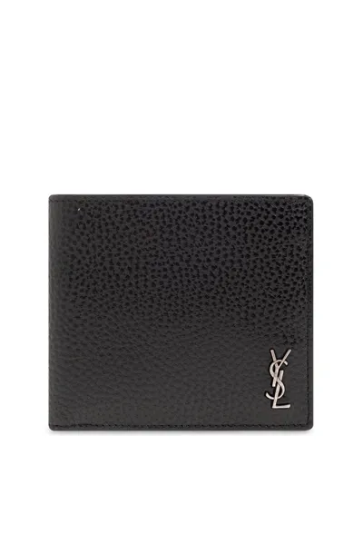 Saint Laurent Tiny Cassandre East/west Wallet In Black